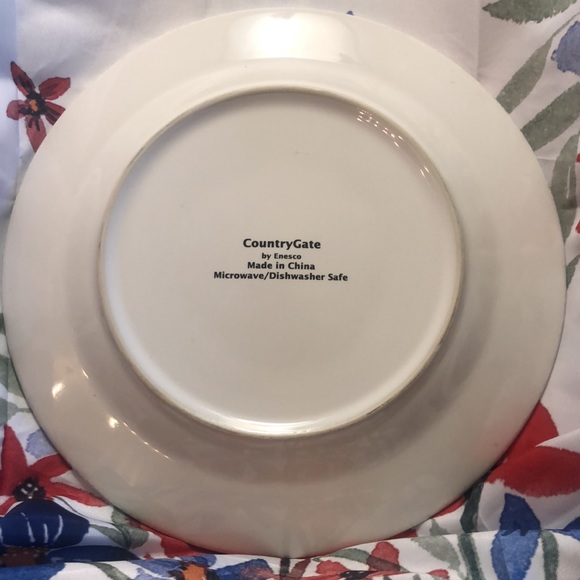 DONATED Set Of 2 Country Gate by Enesco 10.5” Rooster Dinner Plates Red Trim - Picture 4 of 4